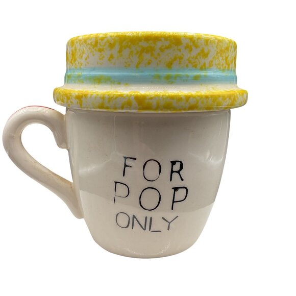 Vintage Ceramic Mug & Ashtray Set With Yellow Hat Design "For Pop Only" 4.25" H - Picture 3 of 7